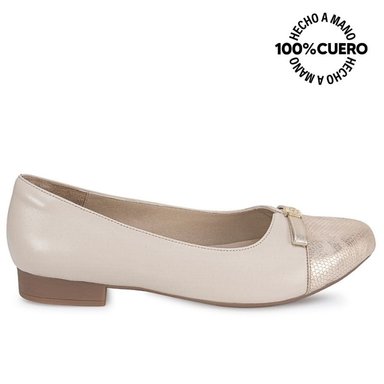 ZAPATO BALLERINA CASUAL ECO-2620 HUES/DORAD CUERO VIALE - 1