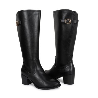 BOTA ALTA JODHPUR CASUAL DAVI-2606 NEGRO SINTETICO ANN D VIAN - 2