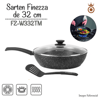 SARTÉN WOK FINEZZA FZ-W332TM GRANITO NEGRO ANTIADHERENTE 32CM