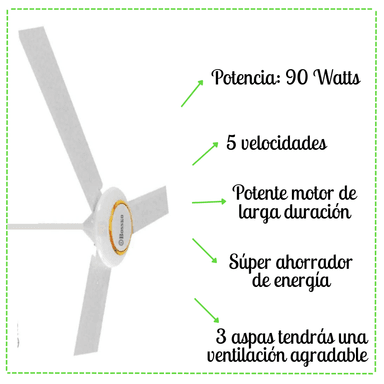 VENTILADOR DE TECHO BOSSKO 56" DOBLE RODAJE - 90 WATTS BK-8230VTE - 2