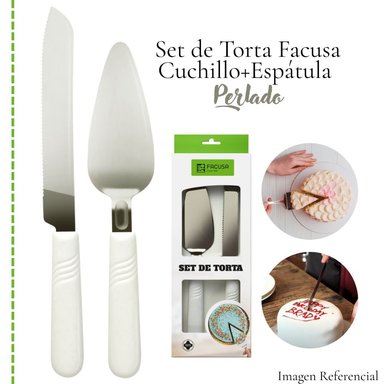 SET UTENSILIOS FACUSA FIESTA PERLA TORTA CUCHILLO ESPATULA DO