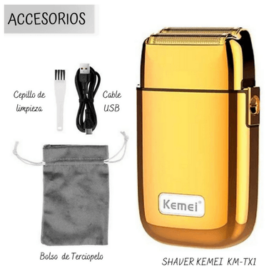 AFEITADORA KEMEI KM-TX1 SHAVER RECARGABLE DORADO - 4