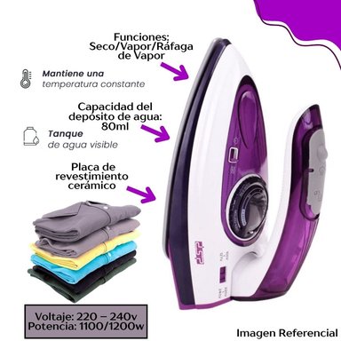 PLANCHA PORTÁTIL DSP 1200W KD1068M VIAJERA MORADA KD1068 - 2