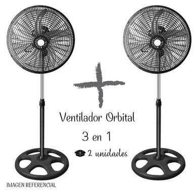 COMBO 2 VENTILADOR DE PIE KJD587 ORBITAL 18" 5 ASPAS MALLA PLASTICA C/BRAZO3 EN 1 - 2