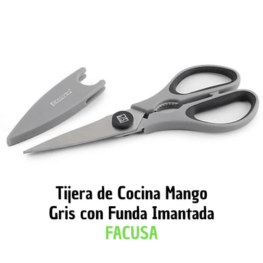 TIJERA DE COCINA FACUSA IA-FT1368 MANGO GRIS CON FUNDA IMANTADA
