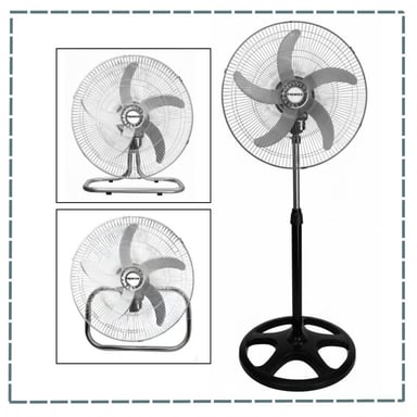 VENTILADOR DE PIE PREMIER AB-18PR-5B 160 WATTS 5 ASPAS PLATEADO - 2