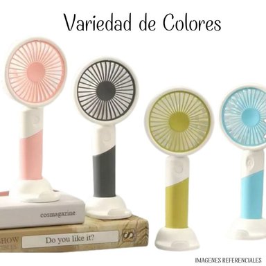 MINI VENTILADOR PORTATIL ZB100RV RECARGABLE SOPORTE - 3