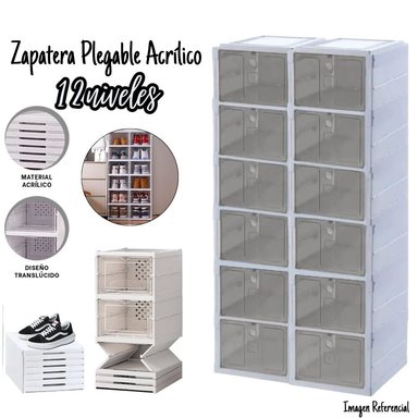 ORGANIZADOR ACRÍLICO PLEGABLE DE ZAPATOS - 12 CAJONES