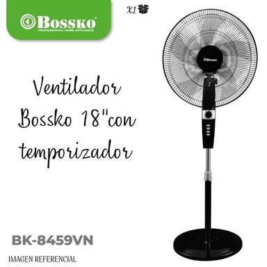 VENTILADOR BOSSKO BK8459VN 50 W PEDESTAL 18' CON TEMPORIZADOR