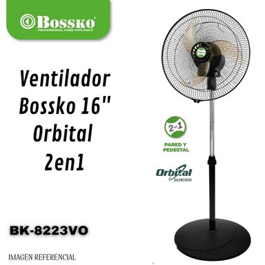 VENTILADOR BOSSKO BK-8223VO 250 W ORBITAL 16' 2 EN 1 CON 5 ASPAS ACRÍLICAS – NARANJA