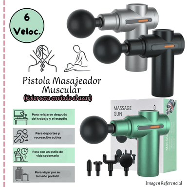 MASSAGE GUN / PISTOLA MASAJEADORA CON 6 VELOCIDADES