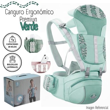 CANGURO ERGONÓMICO PREMIUN PARA BEBÉ - VERDE