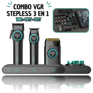 COMBO VGR 3 EN 1 CLIPPER + TRIMMER + SHAVER – STEPLESS