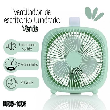 VENTILADOR DE ESCRITORIO CUADRADO - VERDE