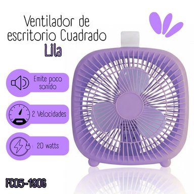 VENTILADOR DE ESCRITORIO CUADRADO - LILA