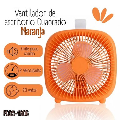 VENTILADOR DE ESCRITORIO CUADRADO – NARANJA
