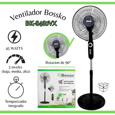 VENTILADOR BOSSKO PEDESTAL 16' 3 VELOCIDADES - BK8460VX