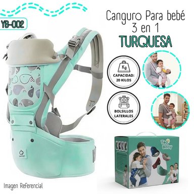 CANGURO ERGONÓMICO  3 EN 1 TURQUESA PARA BEBÉ   YB-002