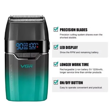 TRICOMBO BARBER VGR TRIMMER + CLIPPER + SHAVER V-640 S3 VERDE - 6