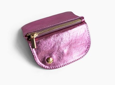 MONEDERO IRISABA SERENA CUERO TARJETERO MUJER METALIZADO ROSADO