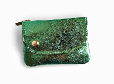MONEDERO TARJETERO IRISABA PARA MUJER SERENA VERDE METALIZADO