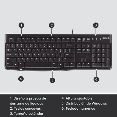 TECLADO USB LOGITECH K120 CON DISEÑO RESISTENTE A SALPICADURAS - 6