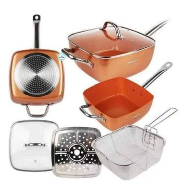 SARTÉN VL-1155C ACERO INOXIDABLE NARANJA ANTIADHERENTE COPPER PAN 5 PIEZAS