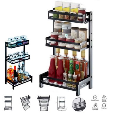 ORGANIZADOR ACERO INOXIDABLE NEGRO COCINA 3 NIVELES