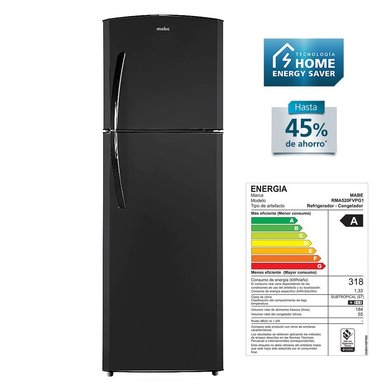 REFRIGERADORA MABE MONOPUERTA NO FROST 250L RMA250FVPG1 BLACK