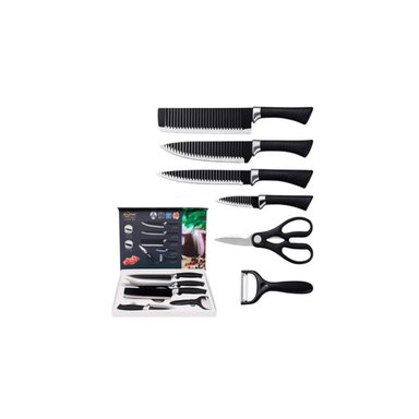 SET DE CUCHILLOS COCINA ACERO INOX 6 PIEZAS NEGRO