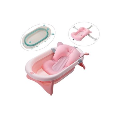 BAÑERA TINA DE BAÑO PLEGABLE + COJIN ROSADO