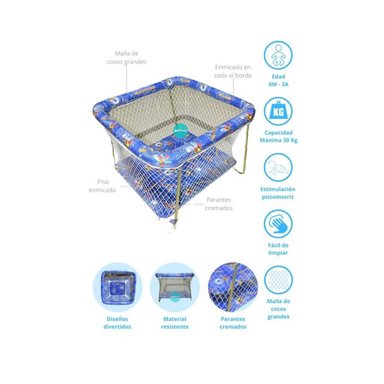 CORRAL PARA BEBES CAMBREL ECONOMICO AZUL
