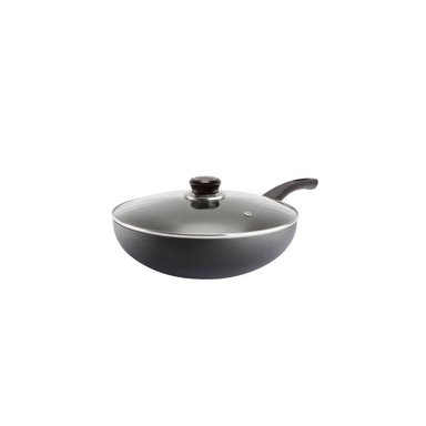 SARTÉN WOK RECORD ALUMINIO NEGRO CON TAPA 30 CM