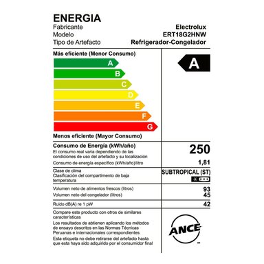 REFRIGERADORA ELECTROLUX 138 LT TOP FREEZER ERT18G2HNW BLANCA - 2