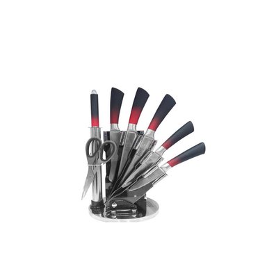 SET ACCESORIOS COCINA UNIVERSAL MK-Y16796 ROJO CUCHILLOS 8PZAS BASS
