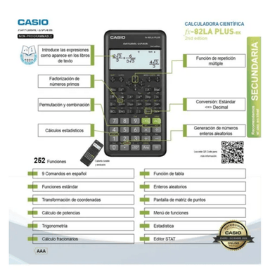 CALCULADORA CIENTÍFICA CASIO FX-82LA PLUS 2DA EDICIÓN NEGRO - 3