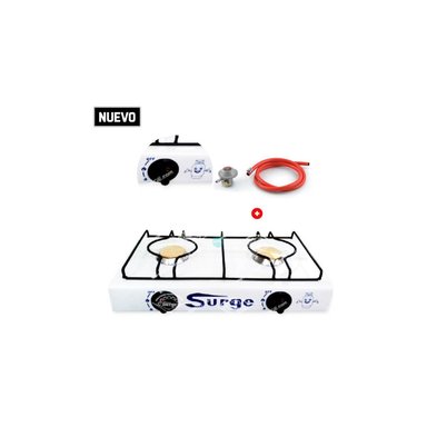 COCINA 2 HORNILLAS MESA A GAS PINTADA + MANGUERA SURGE GAS 2 HORNILLAS
