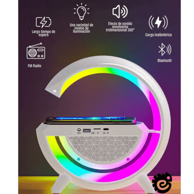 PARLANTE BLUETOOTH UNIVERSAL 6 EN 1 G LUZ LED CARGA INALAMBRICA RELOJ - 4
