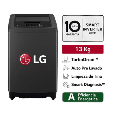 Lavadora LG 13 kg Smart Motion Carga Superior WT13BPBK - Negro Claro