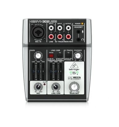 MEZCLADORA BEHRINGER XENYX 302USB MEZCLADOR 2 CANALES C/INTERFAZ DE AUDIO/USB