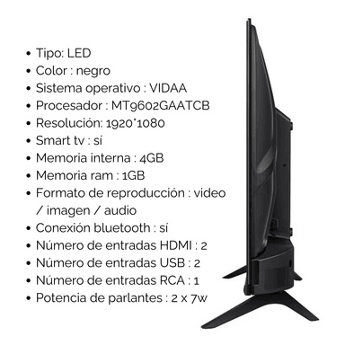 TV SMART TV HISENSE 43" LED FHD SMART 43A4K VIDAA - 5