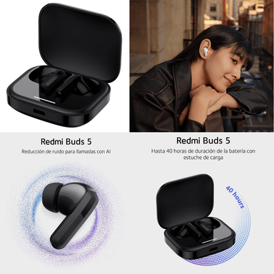 AUDÍFONOS XIAOMI INALÁMBRICOS REDMI BUDS 5 BLUETOOTH NEGRO - 3