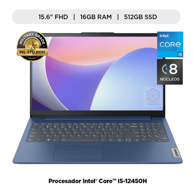 LAPTOP LENOVO 16GB 15.6" 512GB SSD INTEL IDEAPAD SLIM 3I CORE I5 12450H RAM