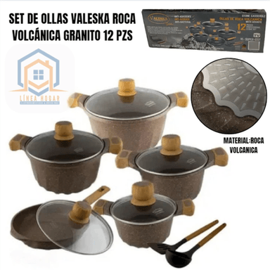 JUEGO DE OLLAS VALESKA MATERNITY MARRON ROCA VOLCANICA 12 PIEZAS
