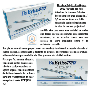 PLANCHA DE CABELLO BABYLISS PRO BABYLISSPRO OPTIMA 3000 - 3