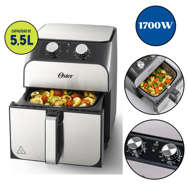 FREIDORA DE AIRE OSTER 5.5 LT MANUAL CON RECUBRIMIENTO BIOCERAMIC CKSTAF55