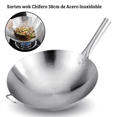 SARTEN WOK CHIFERO 38CM DE ACERO INOXIDABLE