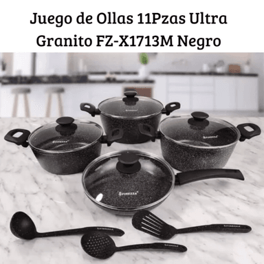 JUEGO OLLAS FINEZZA FZ-X1713M NEGRO 11PZAS ULTRA GRANITO