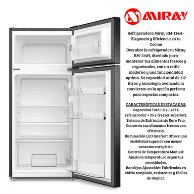 REFRIGERADORA MIRAY RM-114H EURO FRÍO 112 L FRENCH DOOR DEFROST - 3