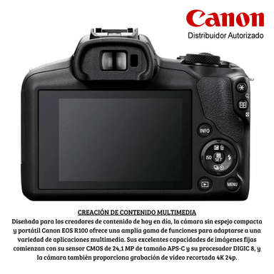 CAMARA CANON EOS R100 + 18-45MM IS STM GRATIS. ESTUCHE + MEM64GB - 2